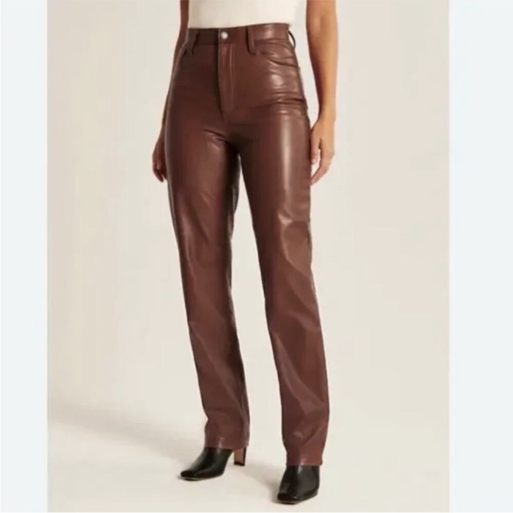 Abercrombie & Fitch Pants Womens 27 4 90s Ultra High Rise Straight Faux Leather